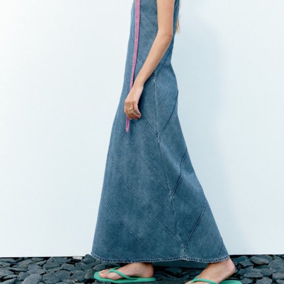 Zara Trf denim Slip Dress USA Medium - Picture 3 of 9